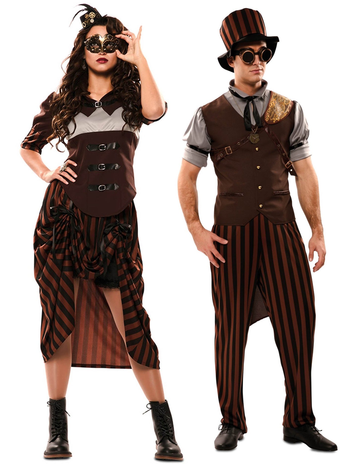 par kostumski steampunk kostum za odrasle v rjavi barvi
