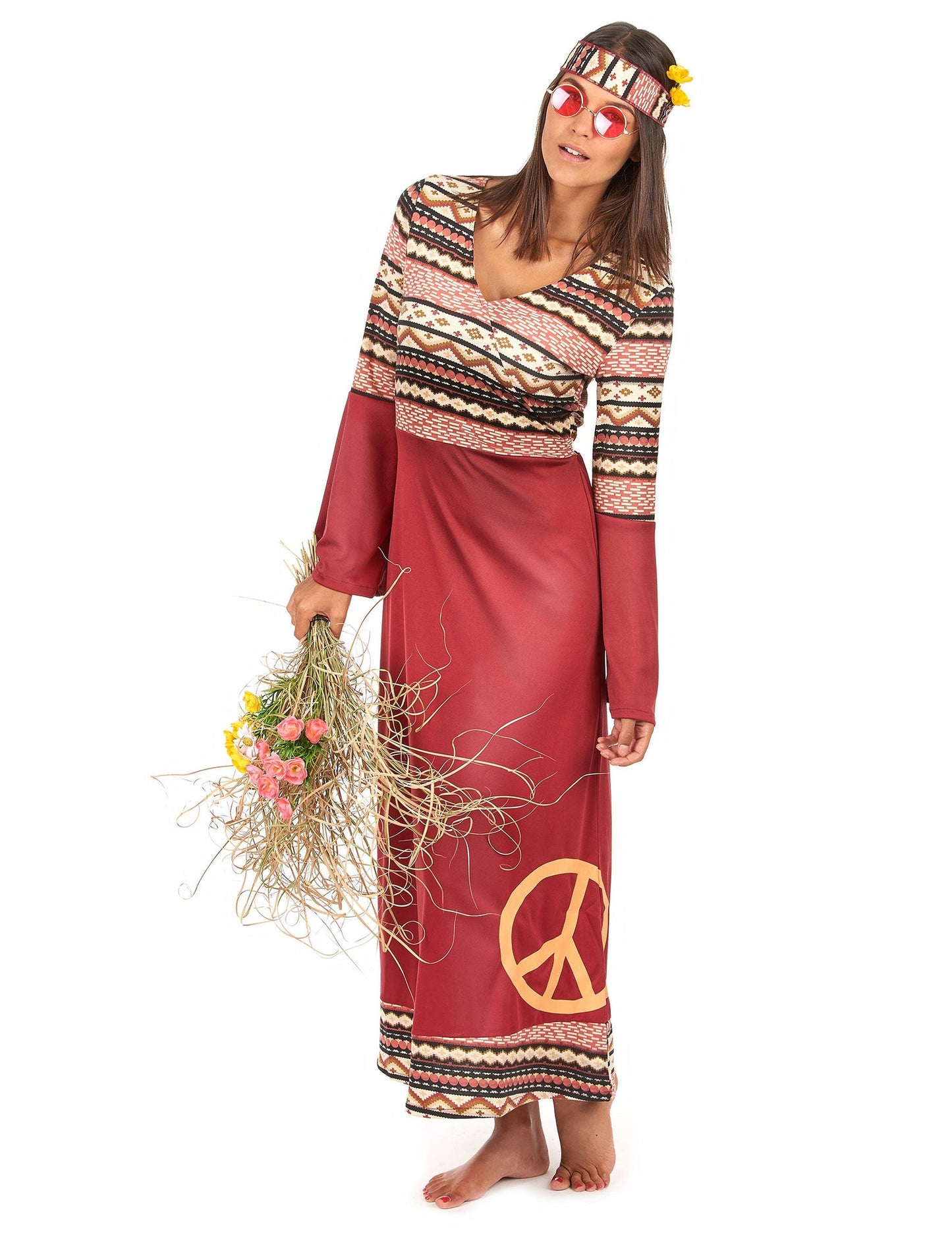 Bordo hippie kostum za par za odrasle
