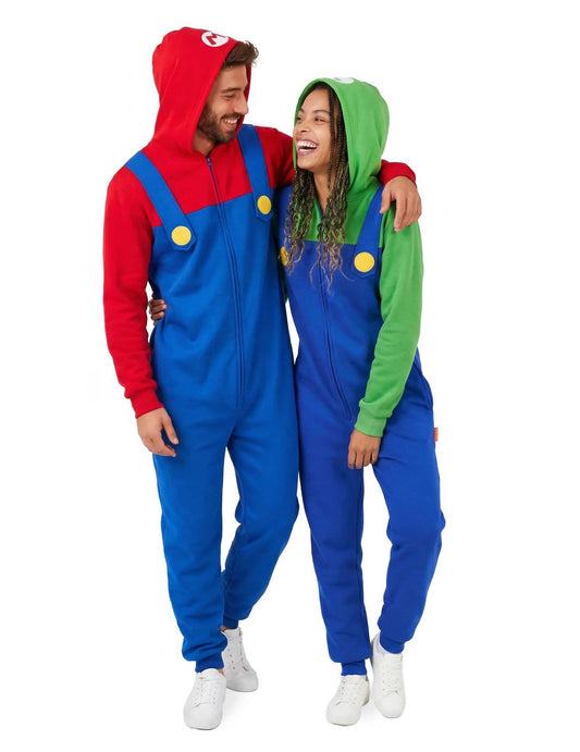 Poročni kostum za par, kombinacija Luigi in Mario za odrasle