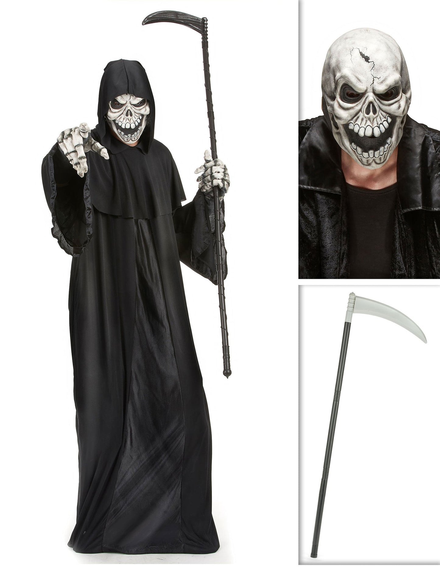 Set kostum grim reaper s koso in masko za noč čarovnic