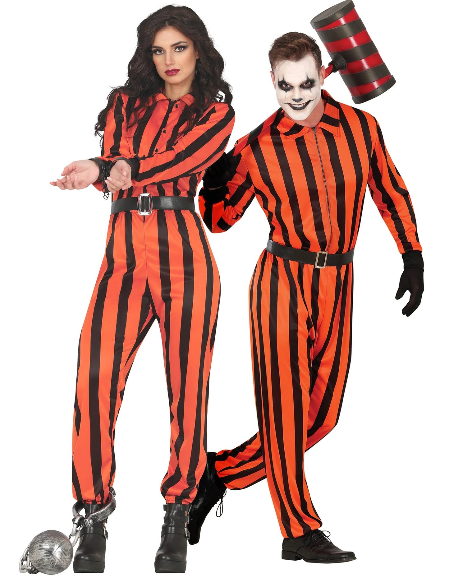 Déguisement de couple clown prisonnier adulte