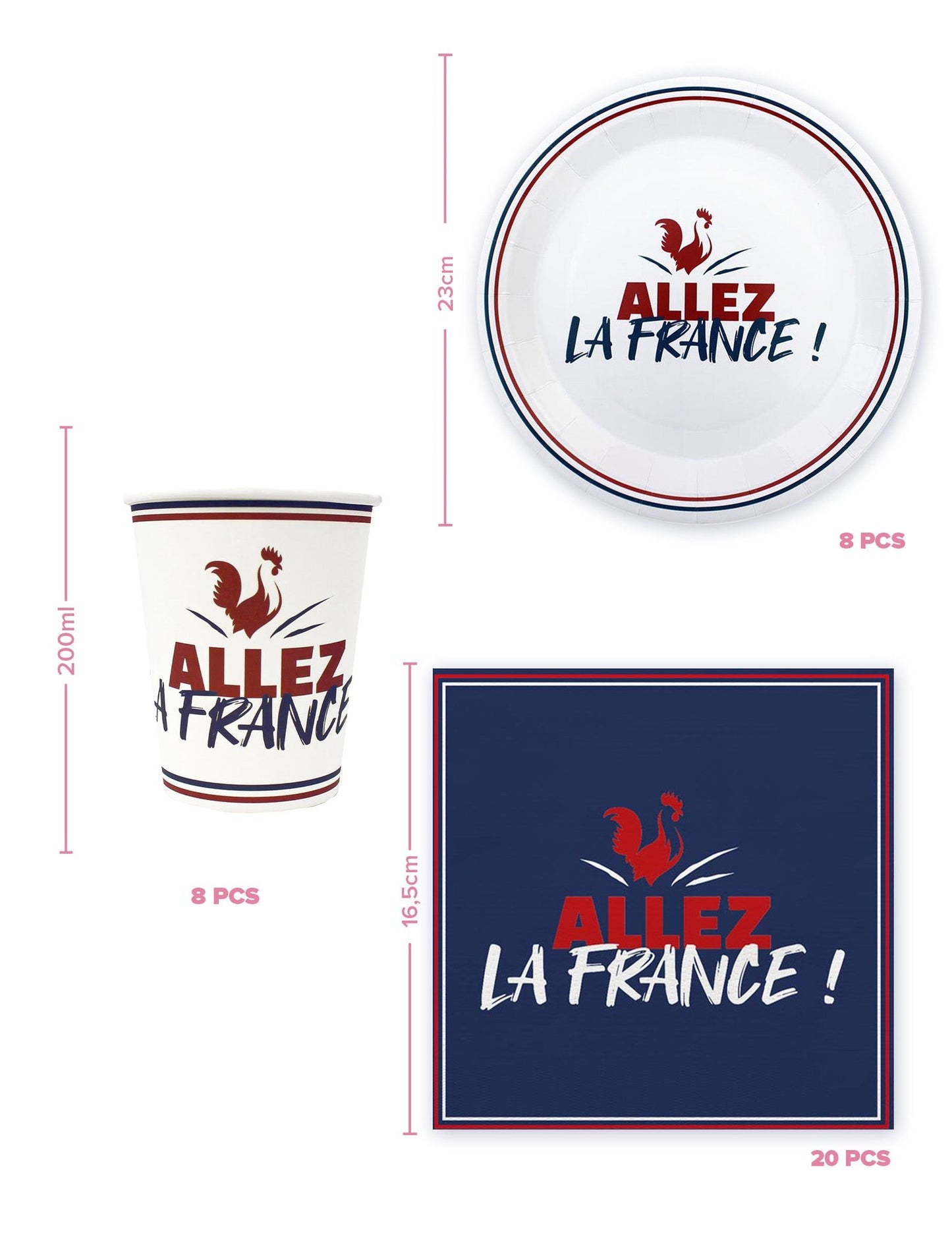 Komplet za enkratno uporabo za posodo Allez la France
