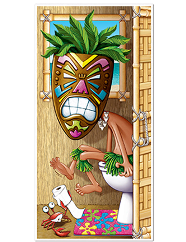 Dekoracija za vrata stranišča Havaji za pisano zabavo s Tiki osebo na stranišču