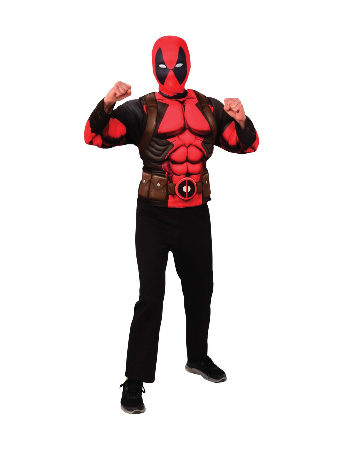 Majica in kapuca Deadpool za najstnik rdeča in črna z mišičastim trupom