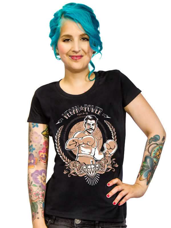 majice Vegan Power za ženska črna