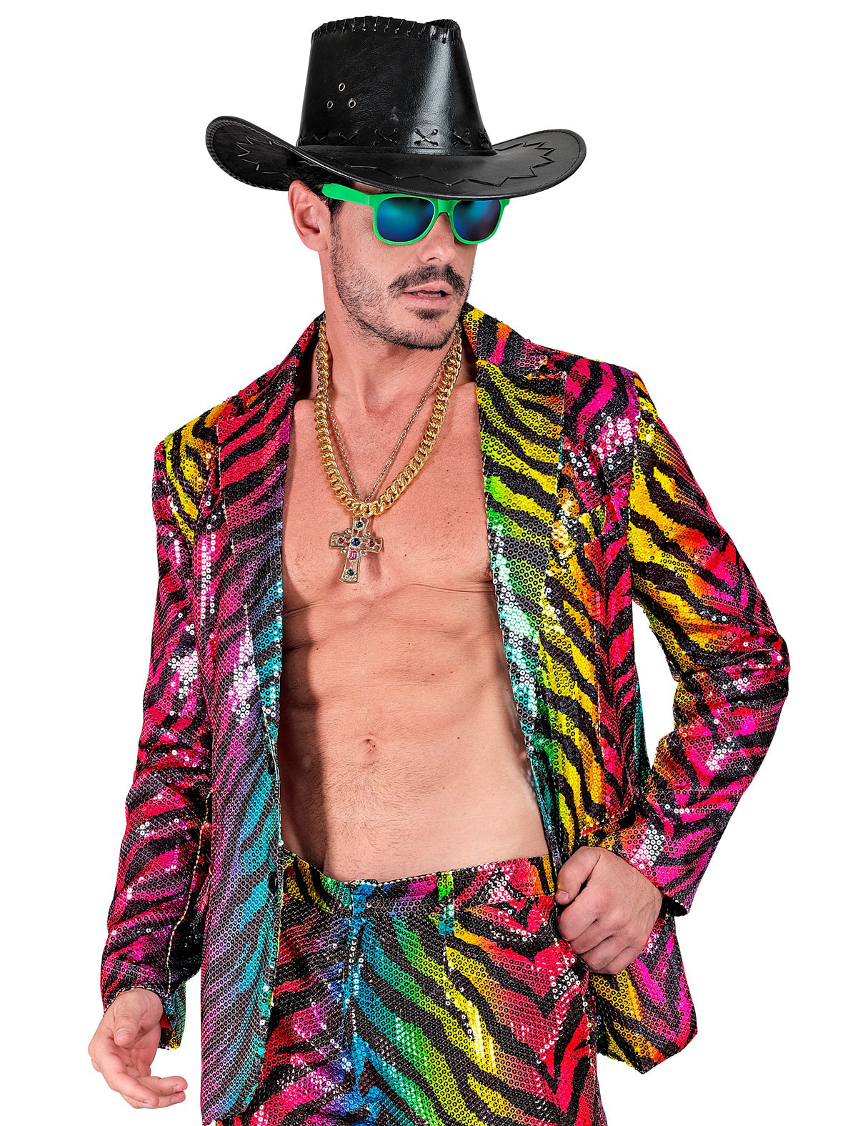 Veste de costume à sequins tigrée arc en ciel adulte