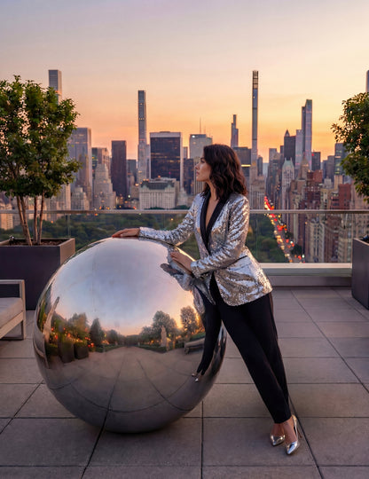 Srebrna napihljiva zrcalna krogla 120 cm 