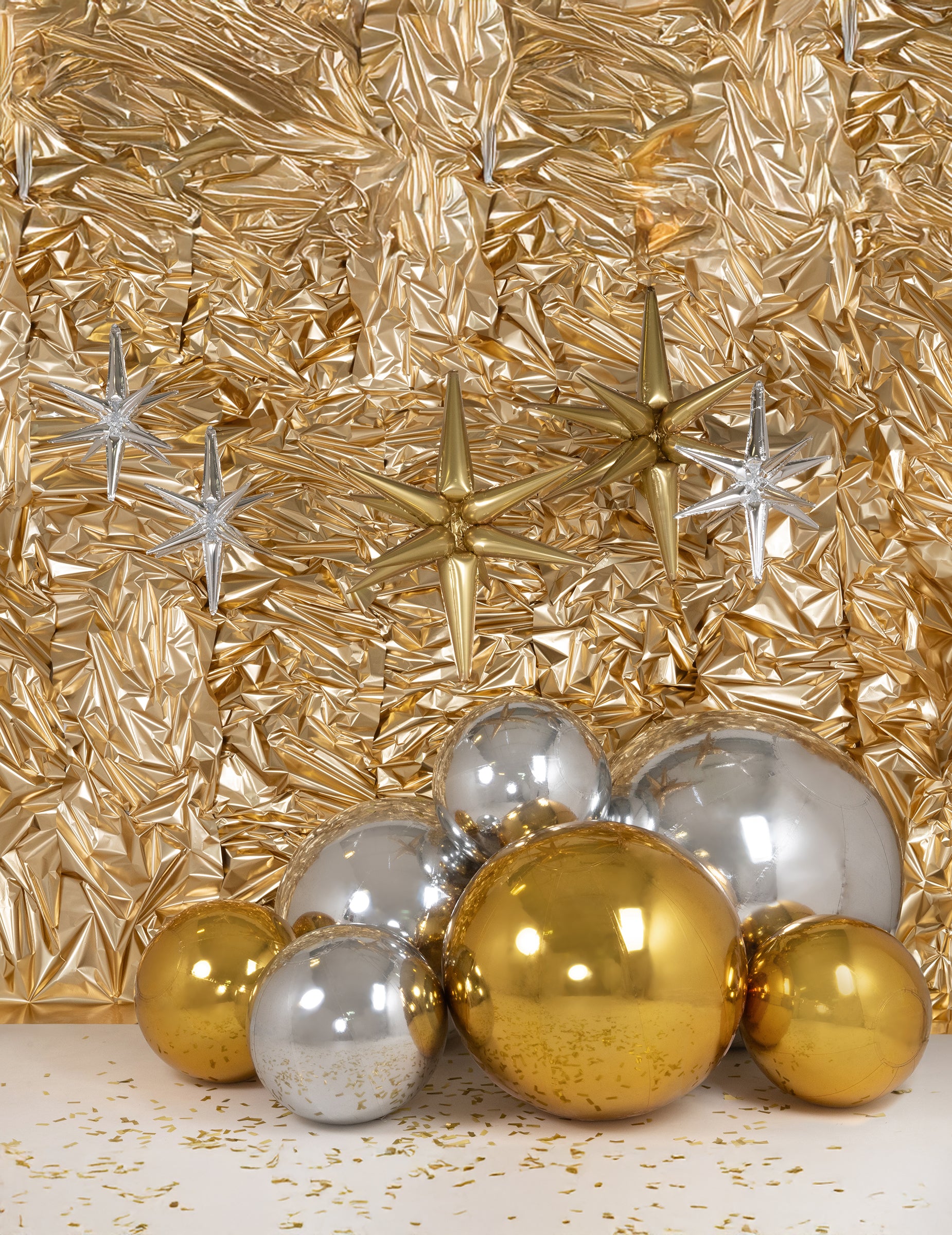 Mise en scène avec ballons étoiles de la boule miroir gonflable pour décoration