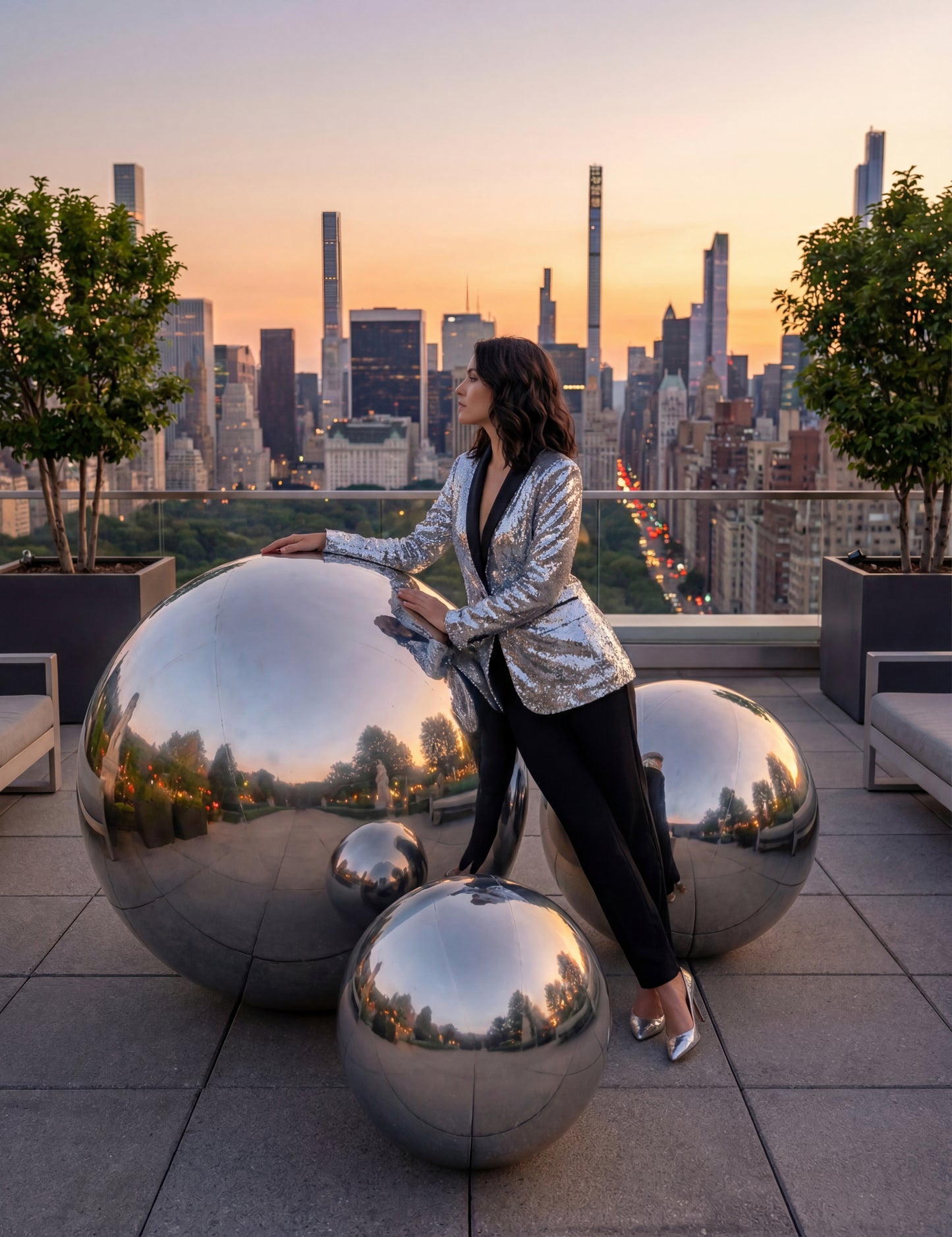 Srebrna napihljiva disko krogla 90 cm 