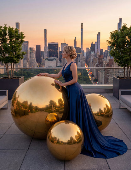 Napihljiva zrcalna krogla zlata 120 cm 