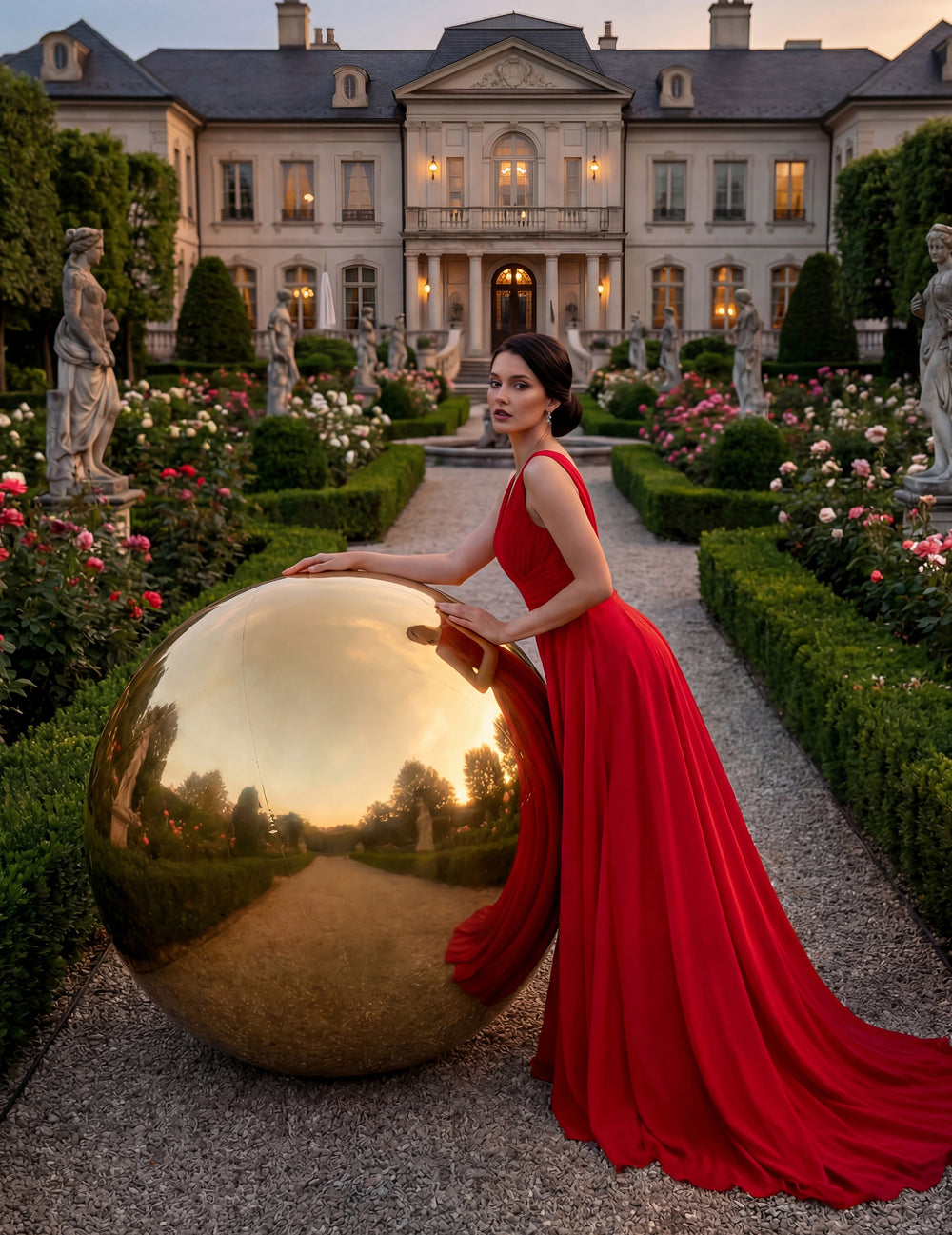 Vue d'ensemble de la boule miroir gonflable pour fête dorée