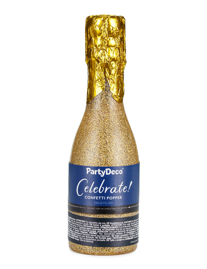 Konfeti top za šampanjec iz zlate metalizirane papirja 20,5 cm 
