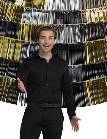 1 ozadje 6 metaliziranih trakastih girland 150 x 26 cm 