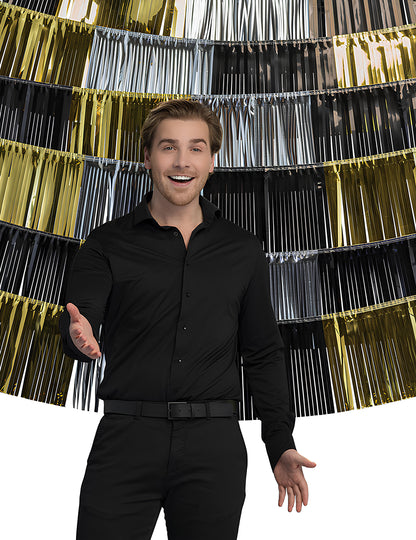 1 ozadje 6 metaliziranih trakastih girland 150 x 26 cm 