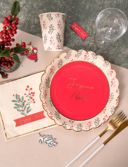 10 nazobčanih papirnatih krožnikov z motivom bodike 23 cm Vesel božič