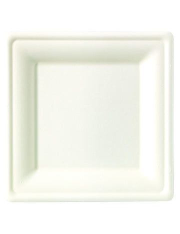 10 kvadratnih krožnikov iz vlaken sladkornega trsa, 26 x 26 cm bela kompostna