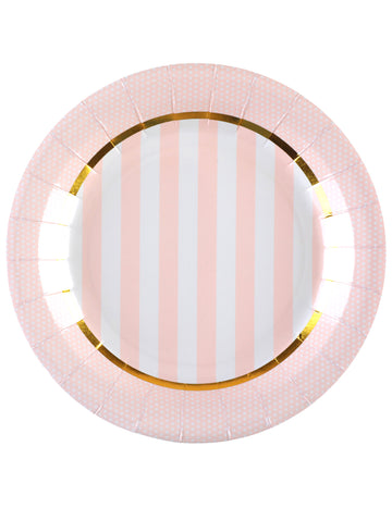 10 roza papirnatih krožnikov za otroško zabavo 23 cm črtasto