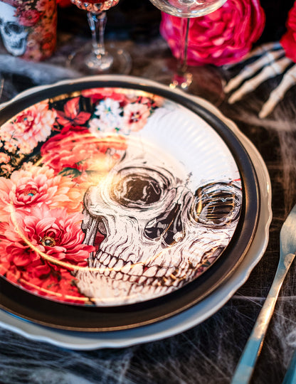 10 kartonskih krožnikov cvetje okostja 23 cm