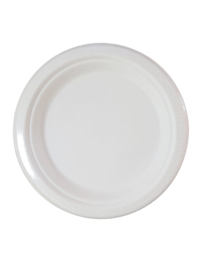 Assiettes en fibre de canne compostables pour fête blanches