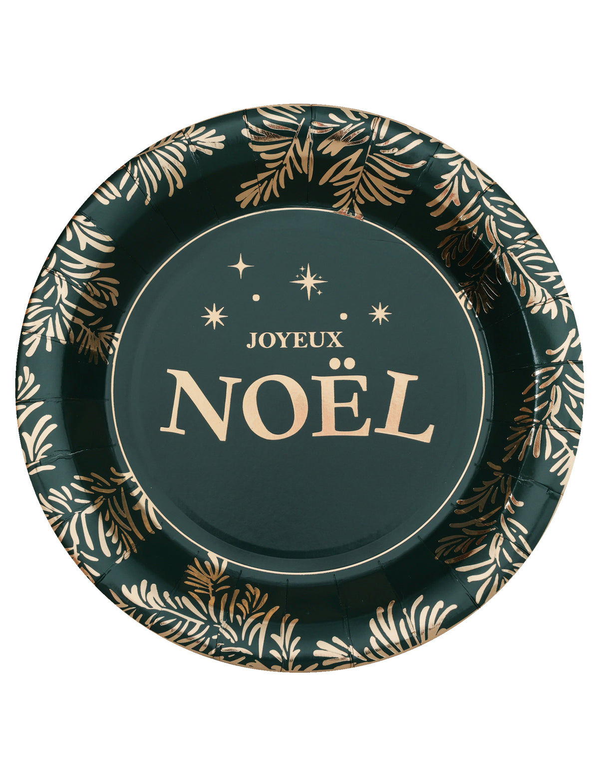 10 assiettes Feuilles d'or vert sapin 22,5 cm
