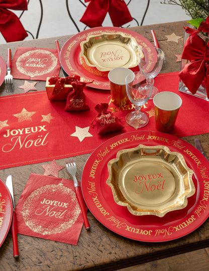 10 assiettes Noël Étincelant rouges 21 x 21 cm