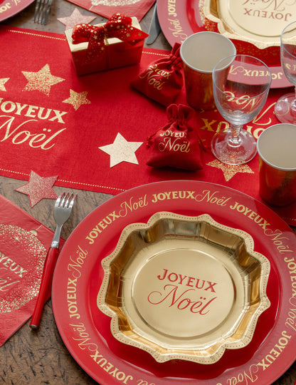 10 assiettes Noël Étincelant rouges 21 x 21 cm