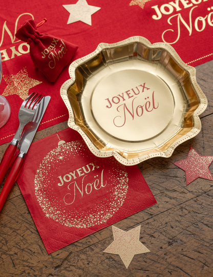 10 assiettes Noël Étincelant rouges 21 x 21 cm