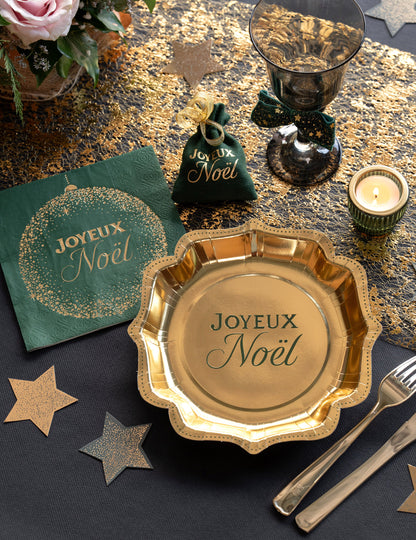 10 assiettes Noël Étincelant vert sapin 21 x 21 cm