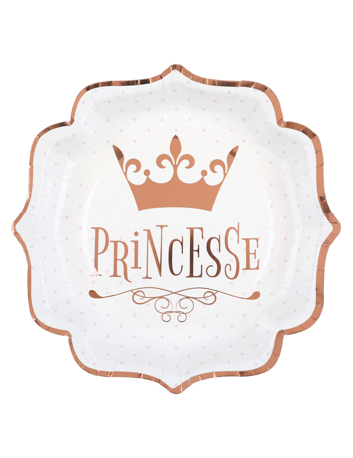 Assiette Princesse pour enfant rose gold avec couronne