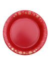 Assiettes en carton flocon d'or pour Noël rouge et doré