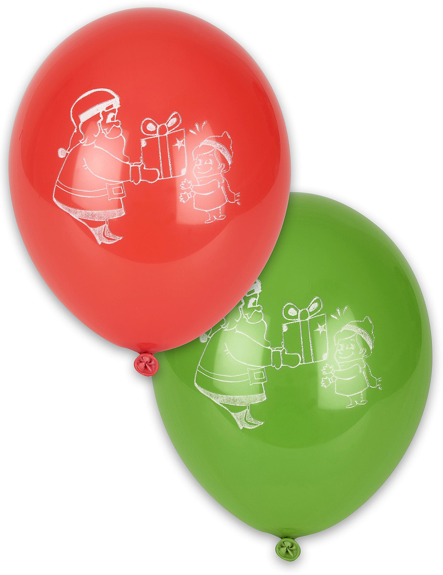 10 rdečih in zelenih božičnih balonov 28 cm