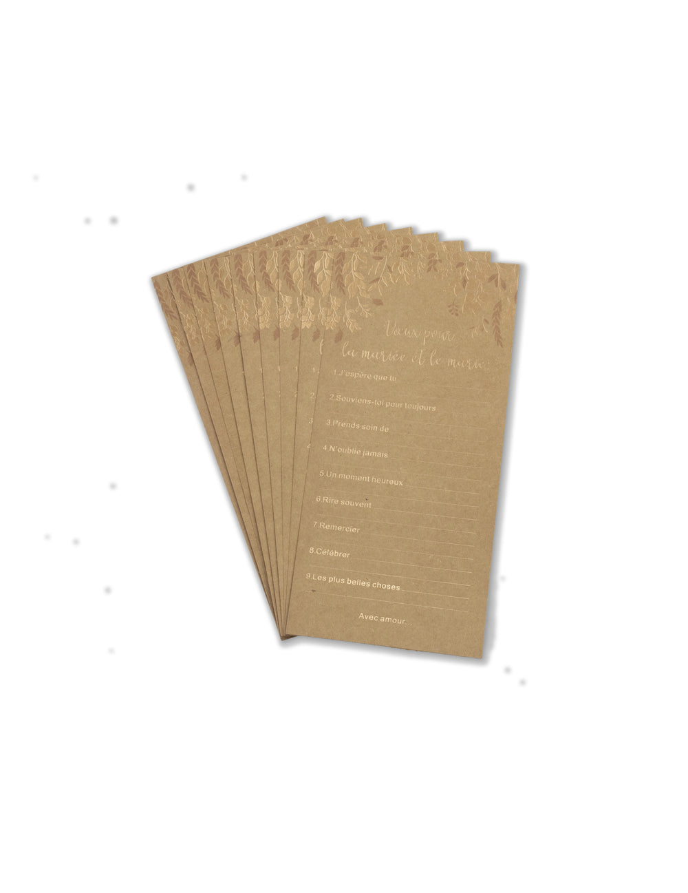 Cartes de vœux de mariage pour les mariés kraft et bronze à remplir