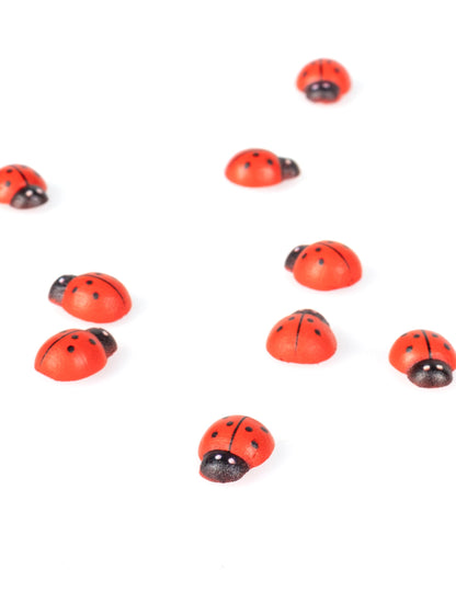 10 rdečih in črnih lesenih pikapolonic 1,5 cm za dekoracijo 