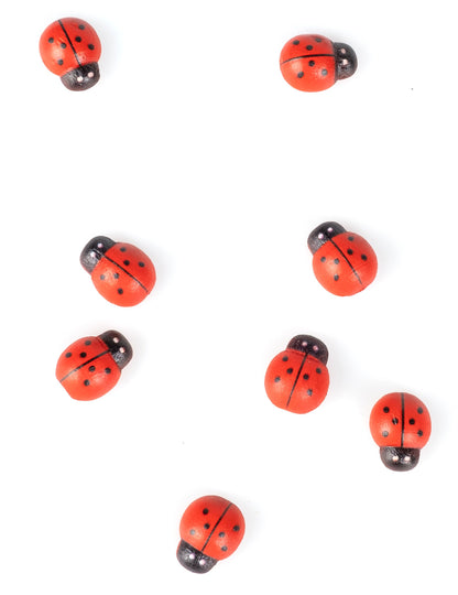 10 rdečih in črnih lesenih pikapolonic 1,5 cm za dekoracijo 