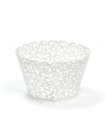 10 belih čipkastih obrob za kolačke 5,5 x 8,5 cm, poročne dekoracije