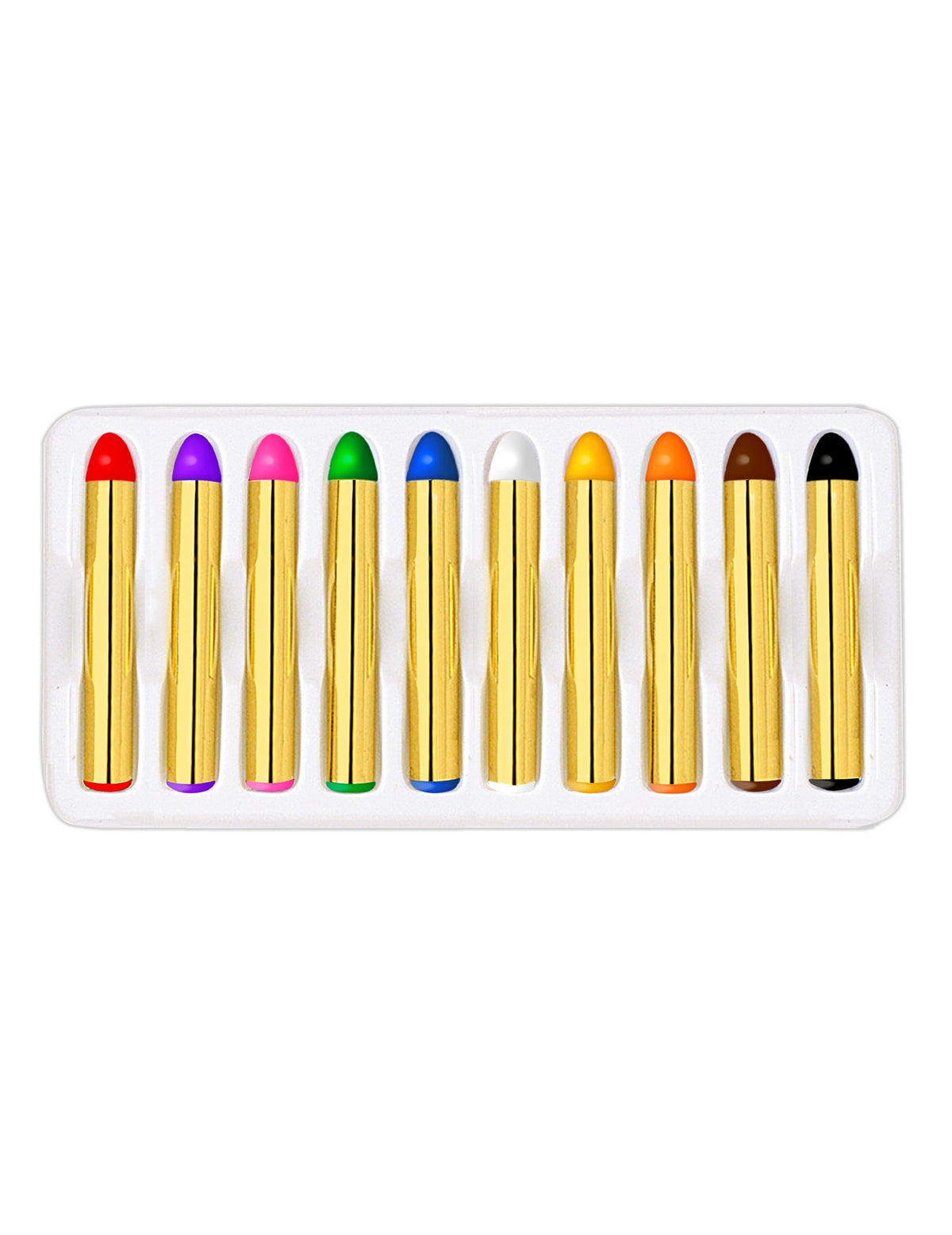 10 crayons de maquillage multicolores pour déguisement avec corps doré