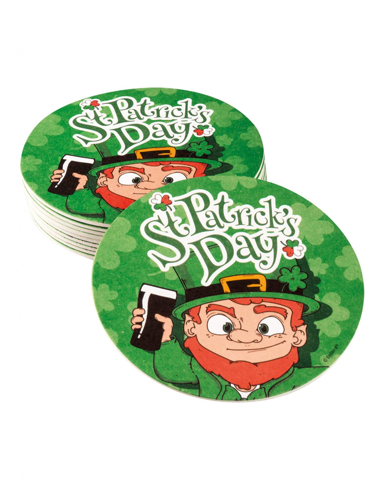 Podstavki za kozarce sveti patrik za odrasli, zelene z ilustracijo leprechauna