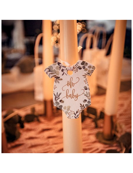 10 Oh Baby rastlinskih in zlatih nalepk za telo (5 x 6 cm) cm s trakom