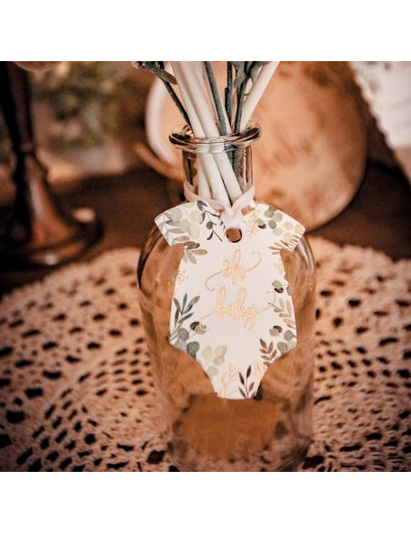 10 Oh Baby rastlinskih in zlatih nalepk za telo (5 x 6 cm) cm s trakom