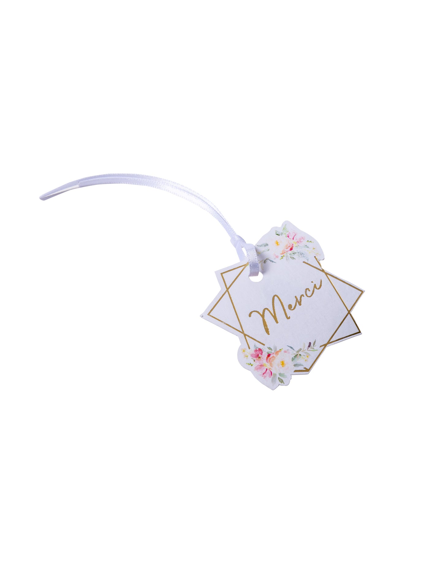 10 akvarelnih zahvalnih etiket z zlato folijo in satenastim trakom, 5,5 x 5,2 cm cm cvetlični vzorec