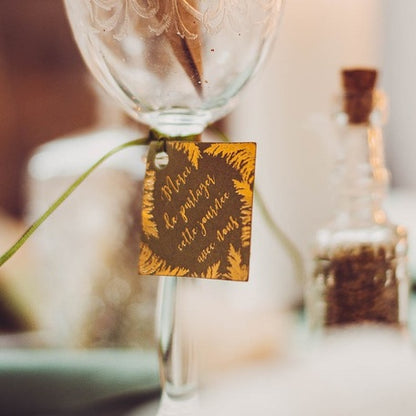 10 kaki papirnatih zahvalnih etiket in satenast trak za poroko