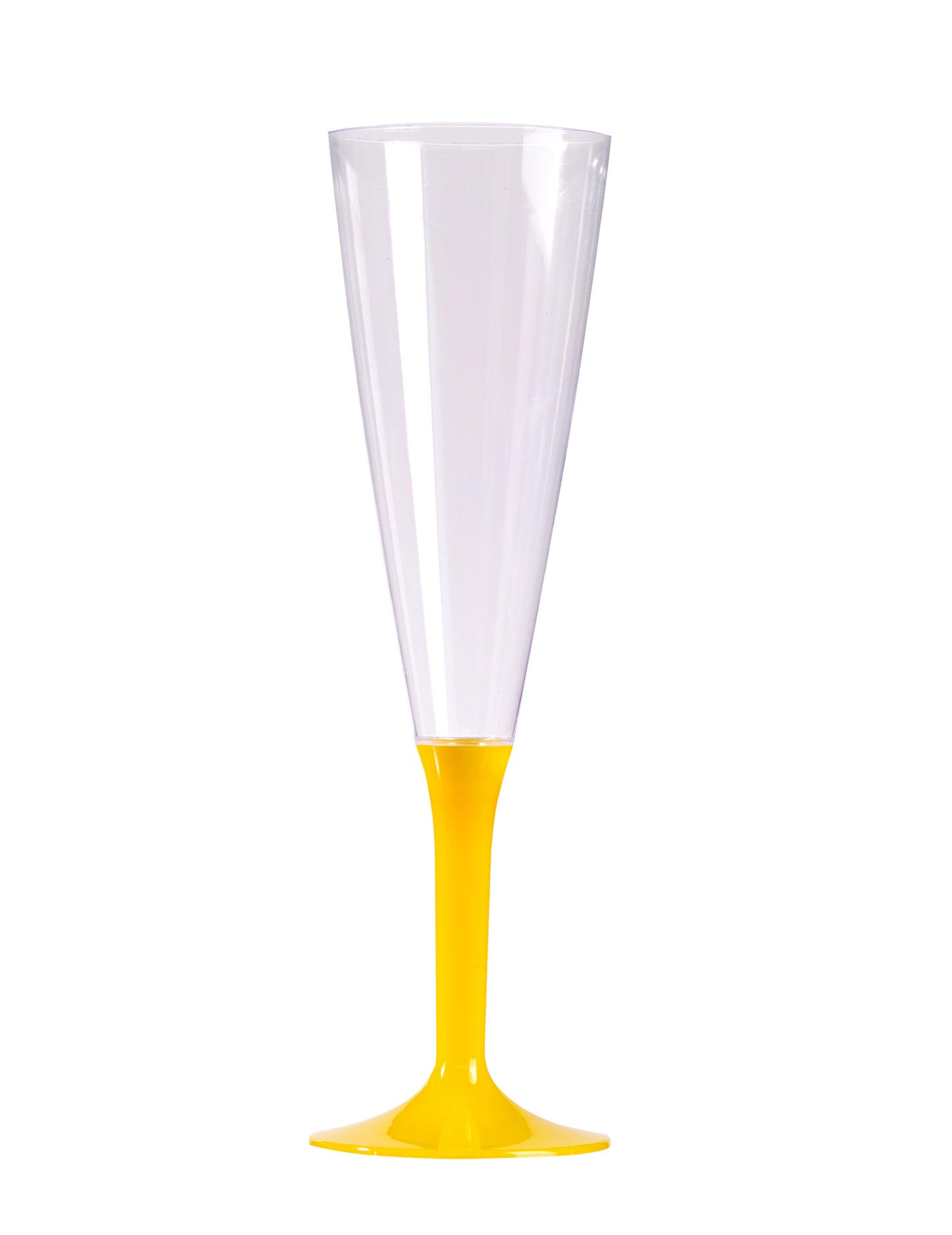 10 flûtes à champagne pied jaune 150 ml en plastique