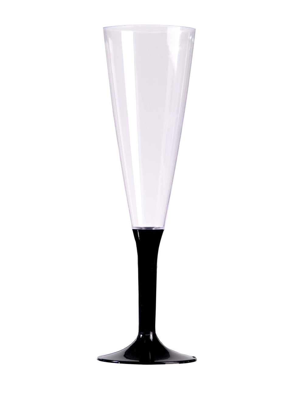 Flûte à champagne pour fête transparente avec pied noir