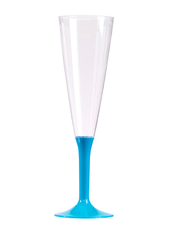 10 turkiznih kozarcev za šampanjec s pecljem, 150 ml, plastičnih