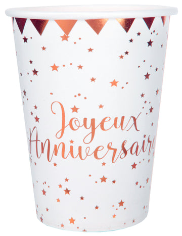 10 kartonskih skodelic za rojstni dan z zvezdicami v rožnatem zlatu