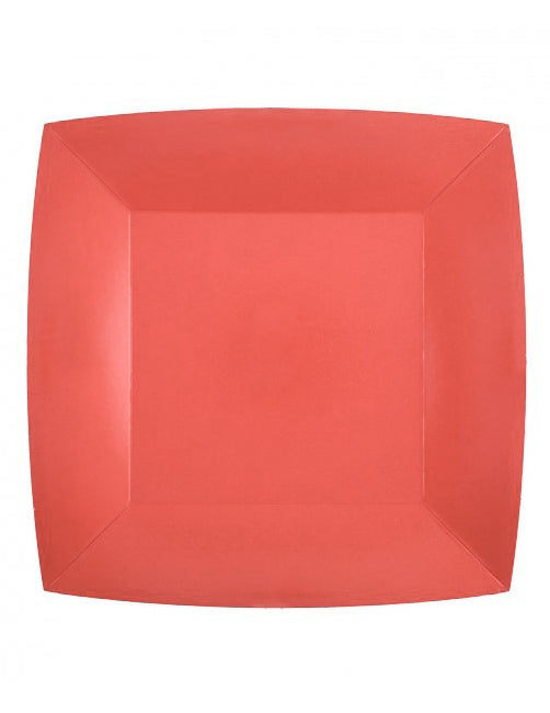 10 velikih kvadratnih rdečih kartonskih krožnikov 23 cm originali