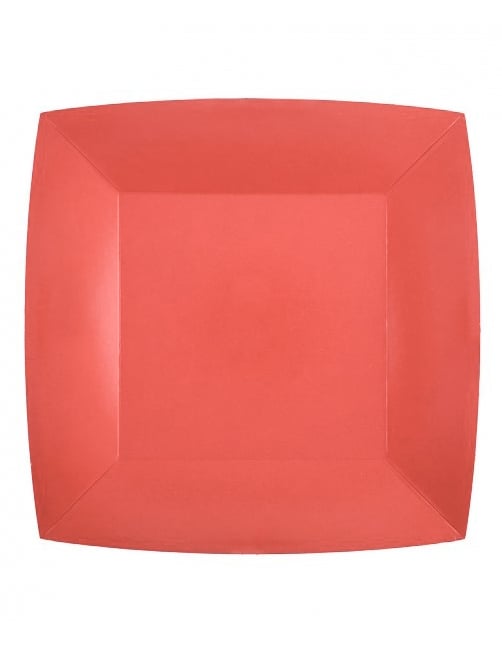 Assiettes carrées en carton originales pour fête rouge