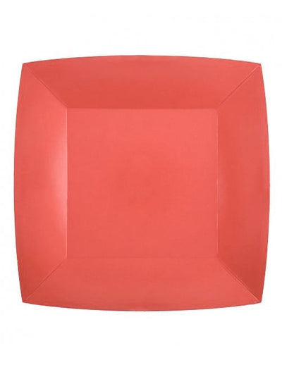 Assiettes carrées en carton originales pour fête rouge