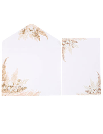 10 vabil pampas in bombažnih cvetov 10 x 15 cm z ovojnicami 