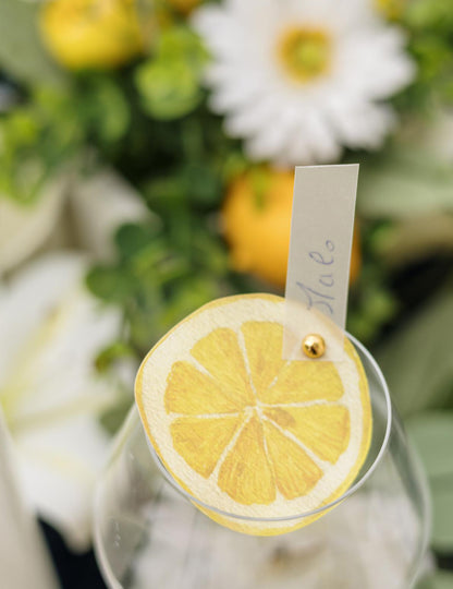 10 rumenih papirnatih kartic za postavitev v obliki rezin limone